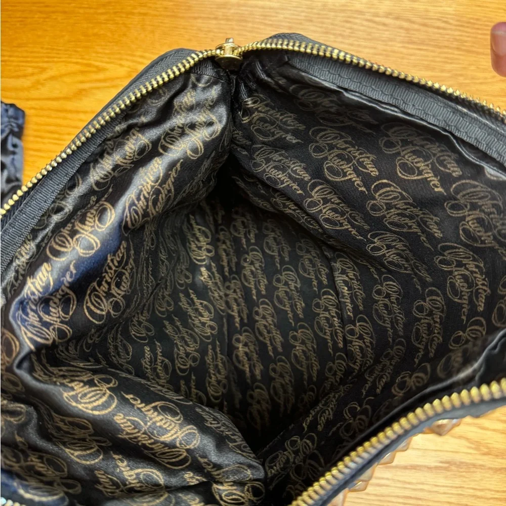 Christian Audigier Black and Gold Mini Bag with Studded Design - Picture 4 of 5